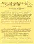 Archives of Appalachia Newsletter (vol. 3, no. 1, 1981) by East Tennessee State University. Archives of Appalachia.