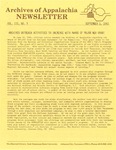 Archives of Appalachia Newsletter (vol. 3, no. 3, 1981) by East Tennessee State University. Archives of Appalachia.