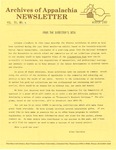 Archives of Appalachia Newsletter (vol. 4, no. 4, 1982) by East Tennessee State University. Archives of Appalachia.